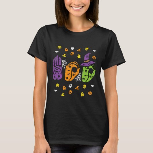 ブハンズアメリカンサイン言語プライドASLハロー Tシャツ (正面)