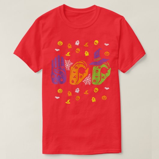 ブハンズアメリカンサイン言語プライドAsl Hallowe Tシャツ (デザイン正面)