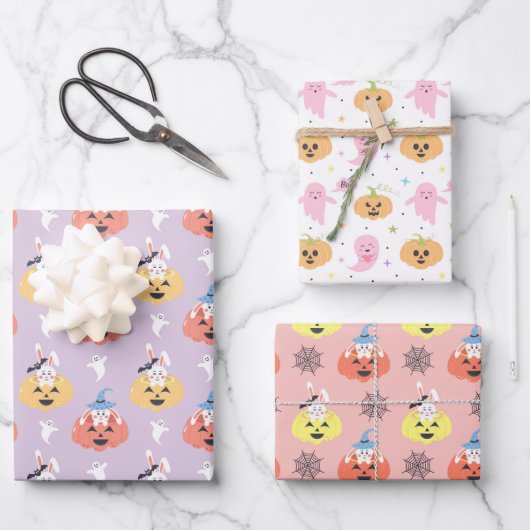 ブバニーハロウィーンラッピング紙3セット ラッピングペーパーシート (正面)