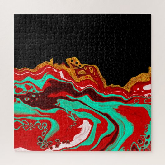 ブパーソナライズされたラック、金ゴールド、ブルゴーニュ、大理石アート   ジグソーパズル (縦)