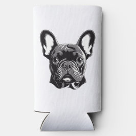 ブパーソナライズされたルフランスのドッグ白黒 スリム缶クーラー