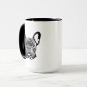 ブパーソナライズされたルフランスのドッグ白黒 マグカップ (正面左)