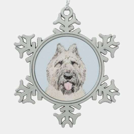ブビエデフラン絵画ドルズオリジナルドッグアート スノーフレークピューターオーナメント (正面)