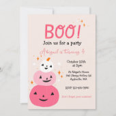 ブピンクハロウィーン誕生日パーティーの招待状 招待状 (正面)