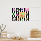 ブピンク幽霊パステルハロウィンデコールキッズルーム ポスター (キッチン)