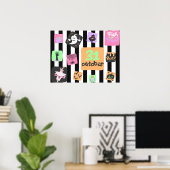 ブピンク幽霊パステルハロウィンデコールキッズルーム ポスター (ホームオフィス)