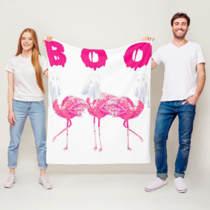 ブフラミンゴハロウィンフラミンゴ幽霊 フリースブランケット