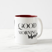 ブフランスのルドッグお前の名前でマグカップを閉める ツートーンマグカップ (正面右)