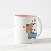 ブブとデュデュドミルクとモチャベアーズかわいいカップル ツートーンマグカップ (正面右)