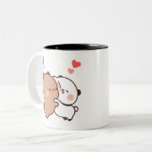 ブブとドゥ、パンダとブラウニーベアカップル ツートーンマグカップ (正面左)