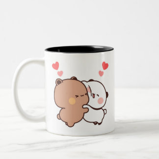 ブブとドゥ、パンダとブラウニーベアカップル ツートーンマグカップ