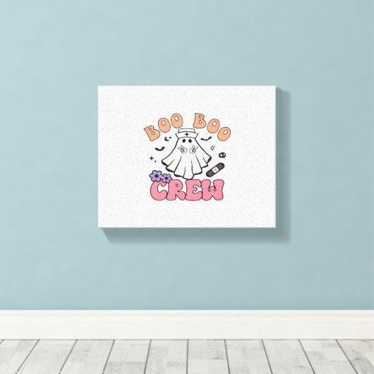 ブブークルーナースハロウィンおもしろい幽霊クラシックT キャンバスプリント (インサイチュ (ウッドフロア))