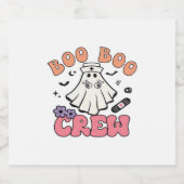 ブブークルーナースハロウィンおもしろい幽霊クラシックT スパークリングワインラベル (シングルラベル)