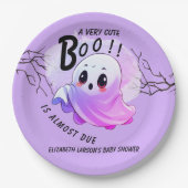 ブベイビーシャワーハロウィンパープルテーマかわいいパーティー ペーパープレート (正面)