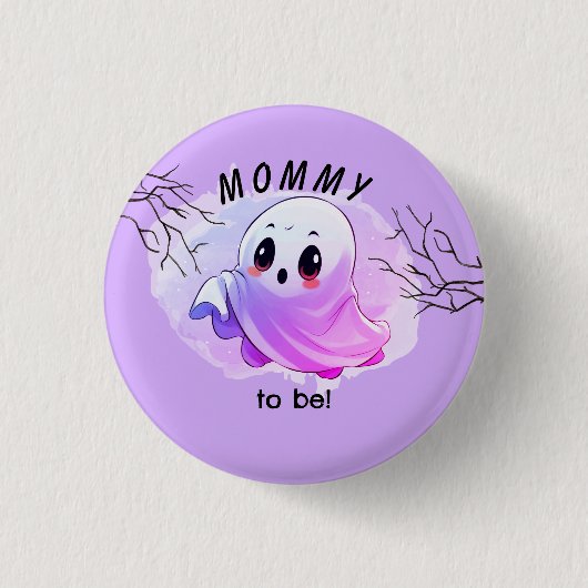 ブベイビーシャワーハロウィンパープルテーマかわいいパーティー 缶バッジ (正面)