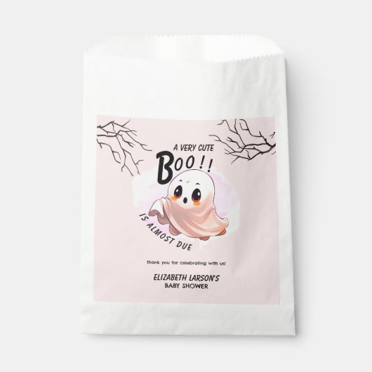 ブベイビーシャワーハロウィーンピンクをテーマとしたかわいいパーティー フェイバーバッグ (正面)