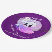 ブベイビーシャワーハロウィーン深いパープルをテーマにしたパーティー ペーパープレート (アングル)