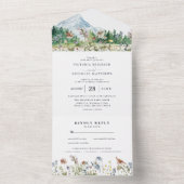 ブホ風ウェディング | 田舎の山と野の花 オールインワン招待状 (内側)
