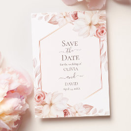 ブホ風ソフトブロッシュローズの結婚式延期カード 招待状