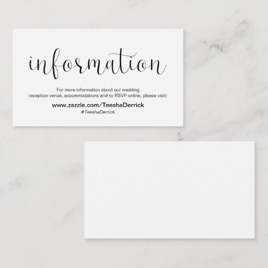 ブミニマルラック·フォント結婚の情報 エンクロージャーカード (正面/裏面)