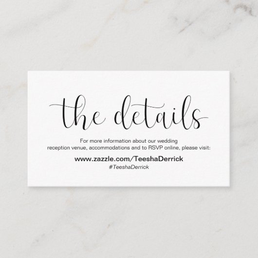 ブミニマルラック·フォント、結婚詳細 エンクロージャーカード (正面)