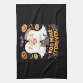 ブミンフォーエバーかわいい幽霊ブラックキャットラブハロー キッチンタオル (縦)