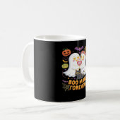 ブミンフォーエバーかわいい幽霊ブラックキャットラブハロー コーヒーマグカップ (正面左)