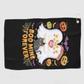 ブミンフォーエバーかわいい幽霊ブラックキャットラブハロー ゴルフタオル (横)