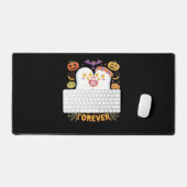 ブミンフォーエバーかわいい幽霊ブラックキャットラブハロー デスクマット (キーボード&マウス)