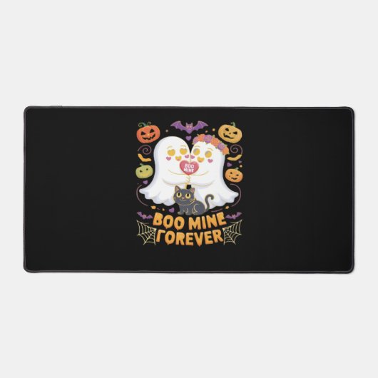 ブミンフォーエバーかわいい幽霊ブラックキャットラブハロー デスクマット (正面)