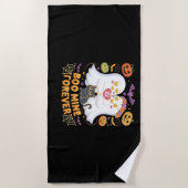 ブミンフォーエバーかわいい幽霊ブラックキャットラブハロー ビーチタオル (正面)