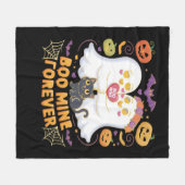 ブミンフォーエバーかわいい幽霊ブラックキャットラブハロー フリースブランケット (正面(横))