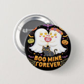 ブミンフォーエバーかわいい幽霊ブラックキャットラブハロー 缶バッジ (正面&裏面)