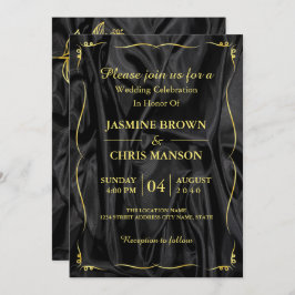 ブモダンエレガントラック&金ゴールド結婚式招待状 招待状