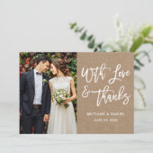 ブモダンラシの愛と感謝していの結婚クラフト サンキューカード (スタンド正面)