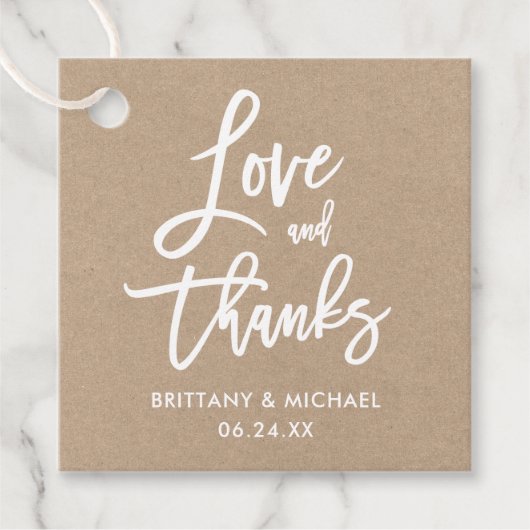 ブモダンラシの愛と感謝していの結婚クラフト フェイバータグ (正面)