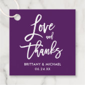 ブモダンラシの愛と紫感謝してい結婚の文字 フェイバータグ (正面)