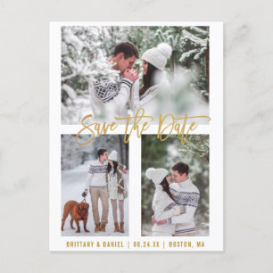 ブモダンラシスクリプト日付3の写真金ゴールドを保存 ポストカード