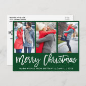ブモダンラシスクリプト3フォトカップルクリスマスグリーン ポストカード (正面/裏面)