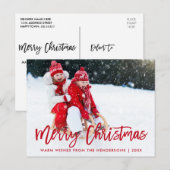 ブモダンラシ台本星写真クリスマスレッド ポストカード (正面/裏面)