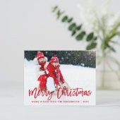 ブモダンラシ台本星写真クリスマスレッド ポストカード (スタンド正面)