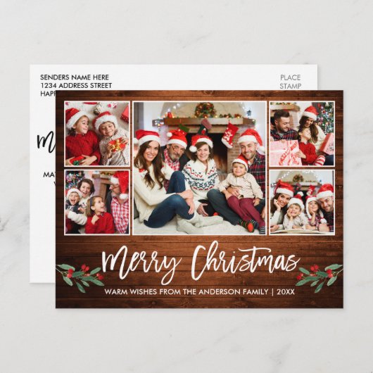 ブモダンラシ台本木5フォトファミリークリスマス ポストカード (正面/裏面)