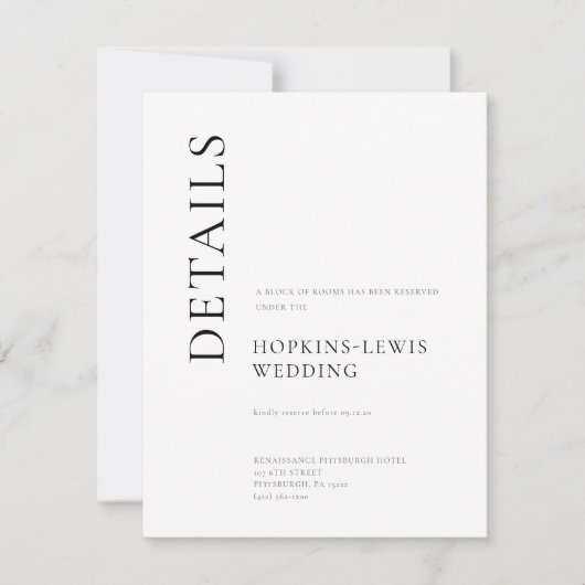 ブモダンラック&赤面結婚詳細 招待状 (正面)