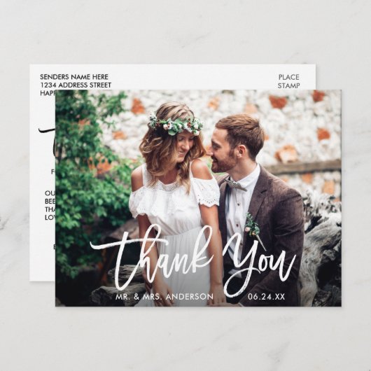 ブモダンラ結婚シ台本の写真ありがとう ポストカード (正面/裏面)