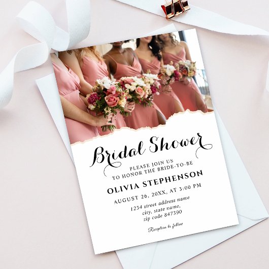 ブモダンリエレガントデスメイドブライダルシャワー 招待状