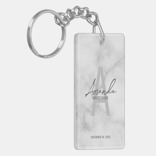 ブモダンリパーソナライズされたデズメイドのモノグラムと名前 キーホルダー (正面左)