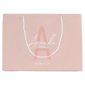 ブモダンリパーソナライズされたデズメイドのモノグラムと名前 ラージペーパーバッグ (正面)