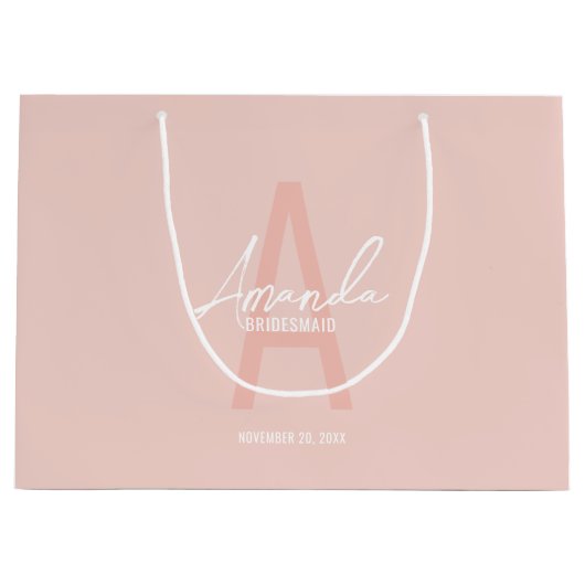 ブモダンリパーソナライズされたデズメイドのモノグラムと名前 ラージペーパーバッグ (正面)