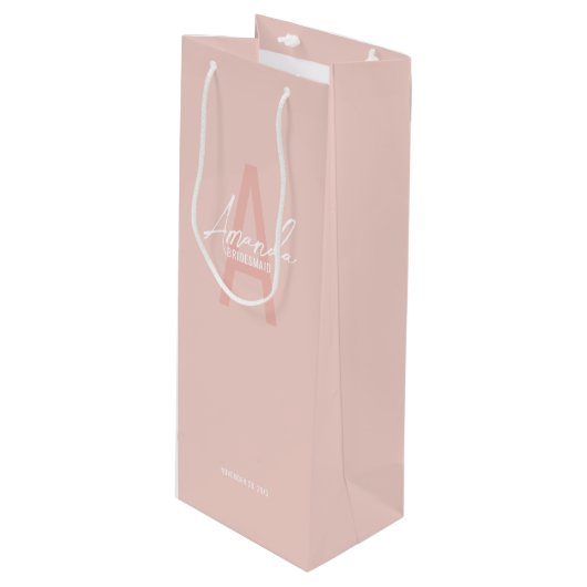 ブモダンリパーソナライズされたデズメイドのモノグラムと名前 ワインギフトバッグ (正面アングル)