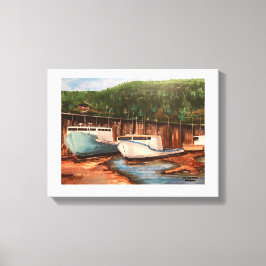 ブモダンルーズアンドブラウンズ魚釣りヴィレッジ キャンバスプリント